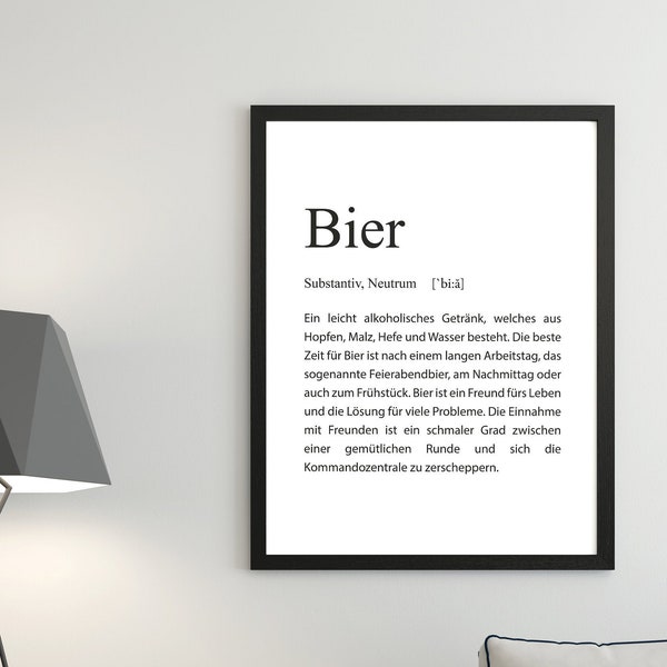 Definition Bier - Poster - Alkohol - Wanddeko Männer - lustig