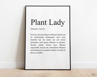 Definition Plant Lady - Poster - Gift - Download - Wall decoration plants - funny