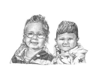 Custom Hand Drawn Pencil Portrait, Personalised Portrait of Loved One for Gift Keepsake,