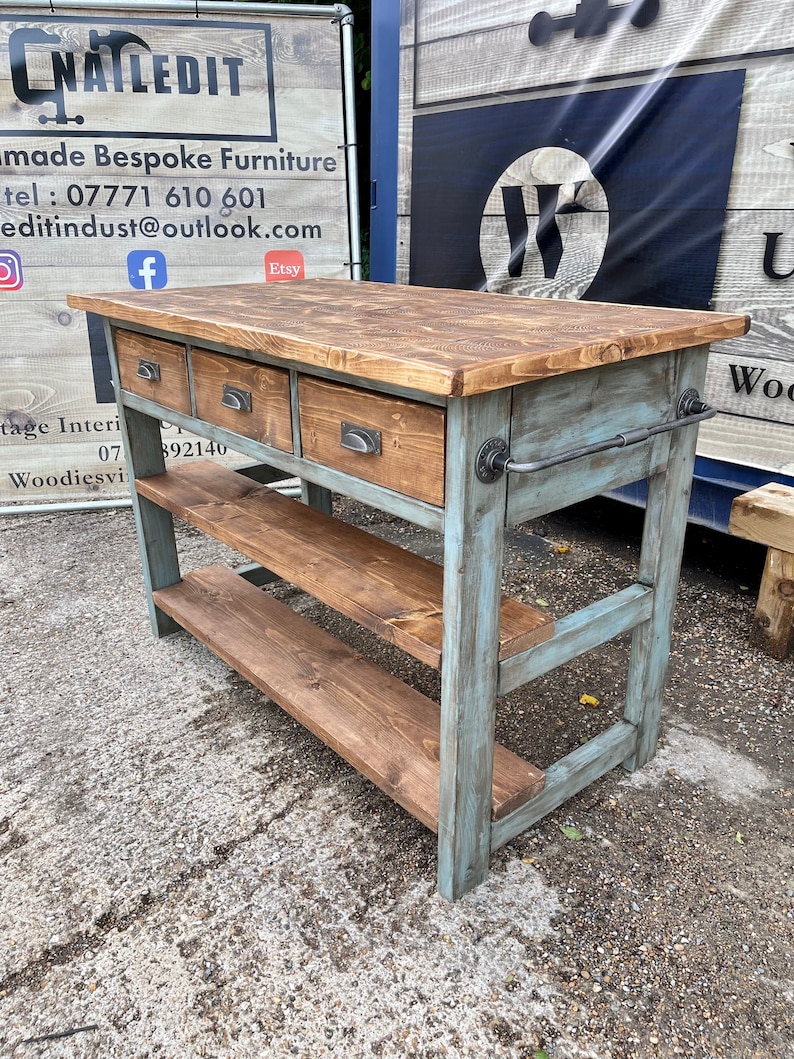 Farmhouse Rustic Kitchen Island - Etsy UK