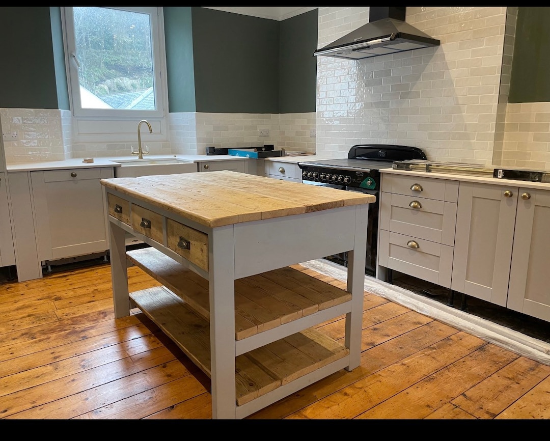 Large Farmhouse Kitchen Island - Etsy UK