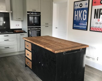Rustic Kitchen Island With Vintage Trays - Etsy UK