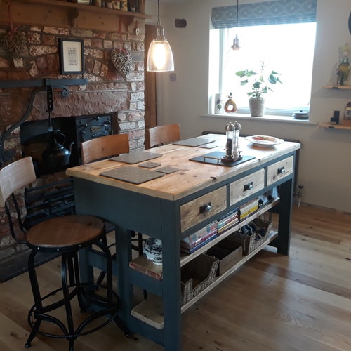 Rustic Farmhouse Large Kitchen Island Etsy UK