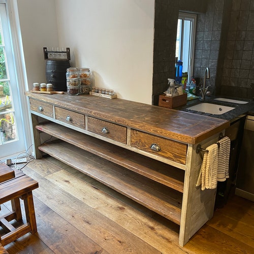 Rustic Farmhouse Large Kitchen Island Etsy UK