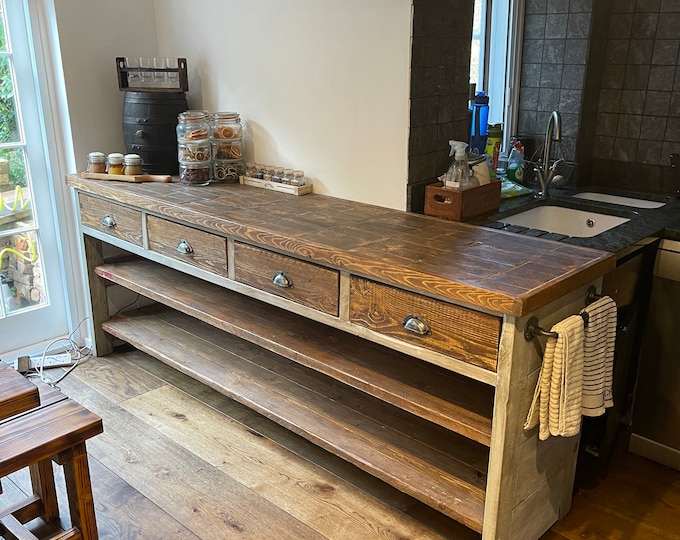 Rustic Farmhouse Large Kitchen Island - Etsy UK