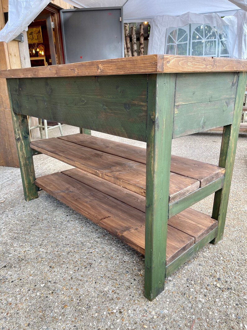 Kitchen Islands Shown in Distressed Green Etsy UK