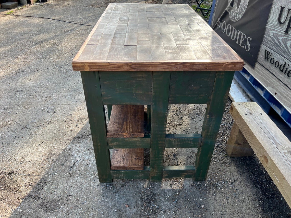 Rustic Kitchen Island With Vintage Trays - Etsy UK