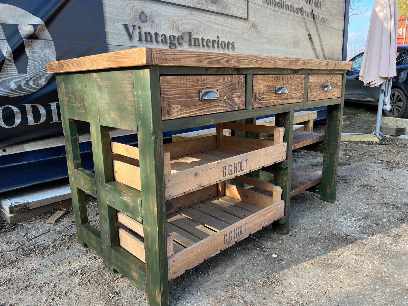 Rustic Kitchen Island With Vintage Trays - Etsy UK