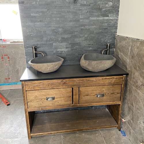 Rustic Chunky Solid Wood Bathroom Washstand Vanity Sink Unit Etsy
