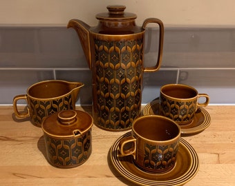 4 Vintage Denby Ode Coffee Cups & Saucers1970's Antique 4 Vintage Denby Ode Coffee Cups & Saucers1970's Antique