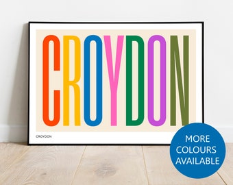 Croydon Typographic Print, Croydon Art, Croydon Poster, Croydon Christmas Gift