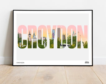 Croydon Sunset, Croydon Art Print, Croydon design, Croydon illustration, Croydon poster, Croydon Christmas Gift