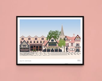 South Croydon print, Croydon print, Croydon illustration, Croydon Print, Croydon poster, Croydon Christmas Gift