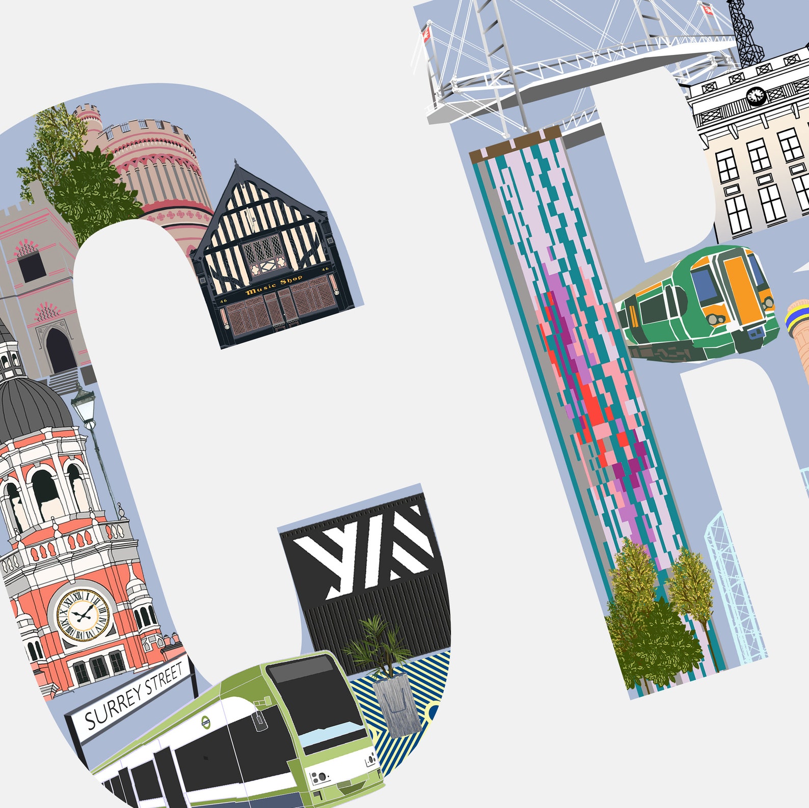 Croydon CR0 Artwork, Croydon Art, Croydon Print, Croydon Illustration, Croydon Design, Croydon