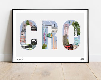 Croydon CR0 Artwork, Croydon Art, Croydon Print, Croydon Illustration, Croydon Design, Croydon Poster, CR0, Croydon Christmas Gift