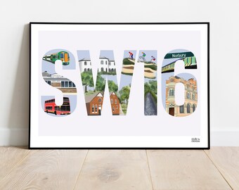 SW16 Norbury Print, Norbury Art, Norbury Illustration, Croydon artwork, Croydon postcode, Croydon Print, Croydon illustration