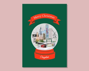 Croydon Christmas Card, Snow Globe Card, Croydon Snow Globe, Croydon Christmas Gift