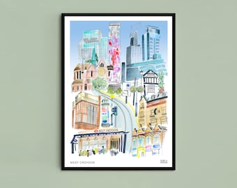 West Croydon print, Croydon print, Croydon illustration, Croydon Print, Croydon poster, Croydon Christmas Gift