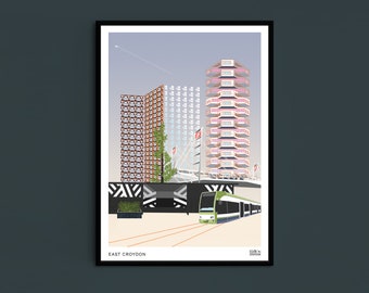 East Croydon print, Croydon design, Croydon illustration, Croydon Print, Croydon poster, Croydon Christmas Gift