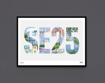 SE25 artwork, Croydon artwork, Selhurst, South Norwood, Norwood Junction, Croydon postcode, Croydon Print, Croydon illustration