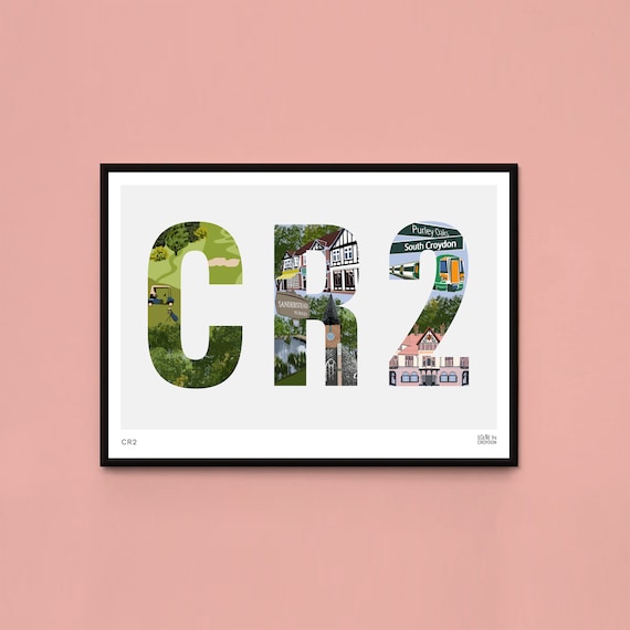 CR2 Postcode Print South Croydon Sanderstead Purley - Etsy UK