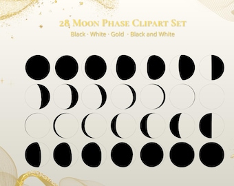 Moon Phase Clipart Set: Celestial PNGs for Boho Astrology Design (Digital Download)