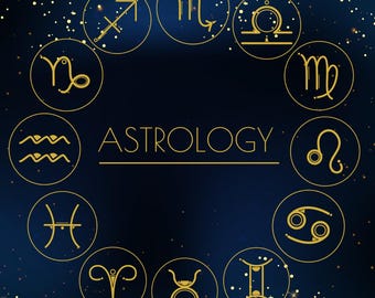 Zodiac Symbols PNG Overlays: Minimalist Astrology Clipart (Black, White, Gold) (Digital Download