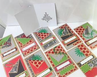 Set van 5 handgemaakte wenskaarten, diverse kaartenset, kaarten voor alle gelegenheden met enveloppen
