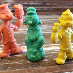 Vintage Popeye Hard Rubber Figures: Poopdeck Pappy & Sweet Pea, 1980s Set