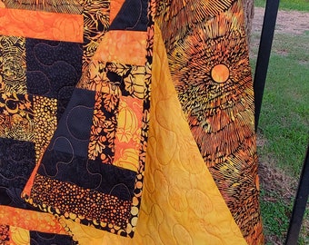 October Twist Halloween Fall Autumn Home Decorations Harvest Spiders Halloween Inspired Quilted Throw Pumpkins