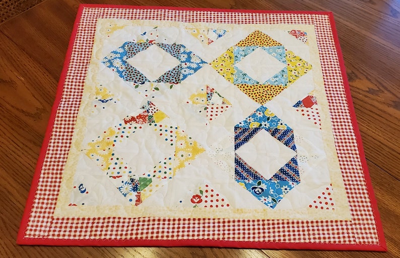 Vintage Inspired Kitchen Table Topper Reversible Redbird Cardinal