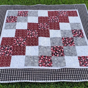 Christmas Quilted Patchwork Winter Throw Snowman Snowflakes Handmade Quilt Plaid Checks Stripes Dots Swirls