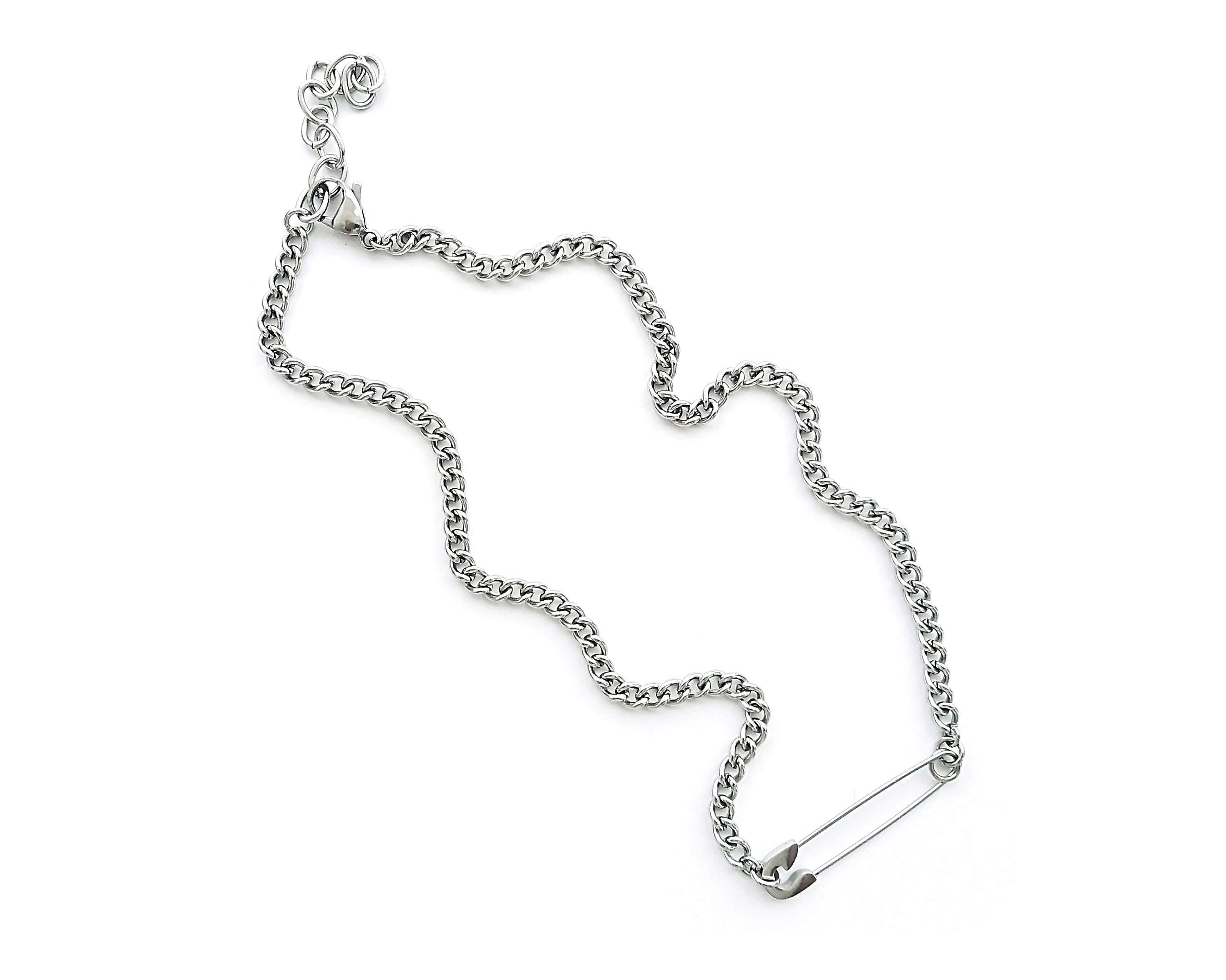 Safety Pin Collar Necklace Edgy Necklace Stainless Steel Etsy