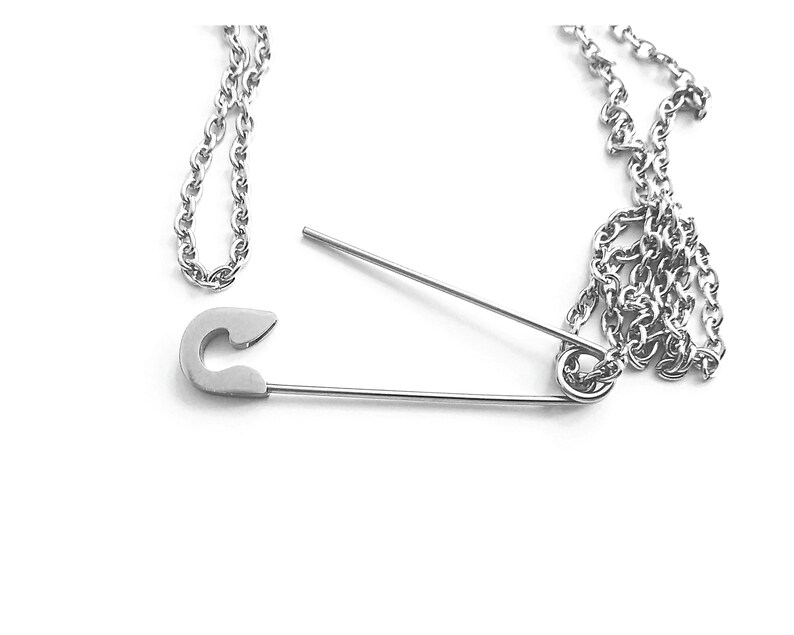 Safety Pin Collar Necklace Edgy Necklace Stainless Steel Etsy