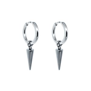 Spike Hoop Earrings, Punk Rock Jewelry, Stainless Steel
