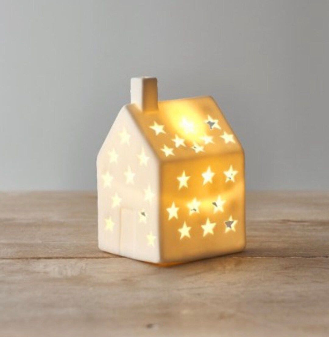 Tea Light Wax Burner Ceramic Pretty White House Tea Light Etsy UK