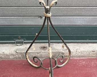 Lampadaires candélabres en fer forgé LOT DE 2 Bougeoirs feuilles d'or Bougeoirs