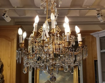 French antique Large crystal chandelier lighting Bronze chandelier Living room light Bedroom chandelier Gold Ceiling light Manor hall light