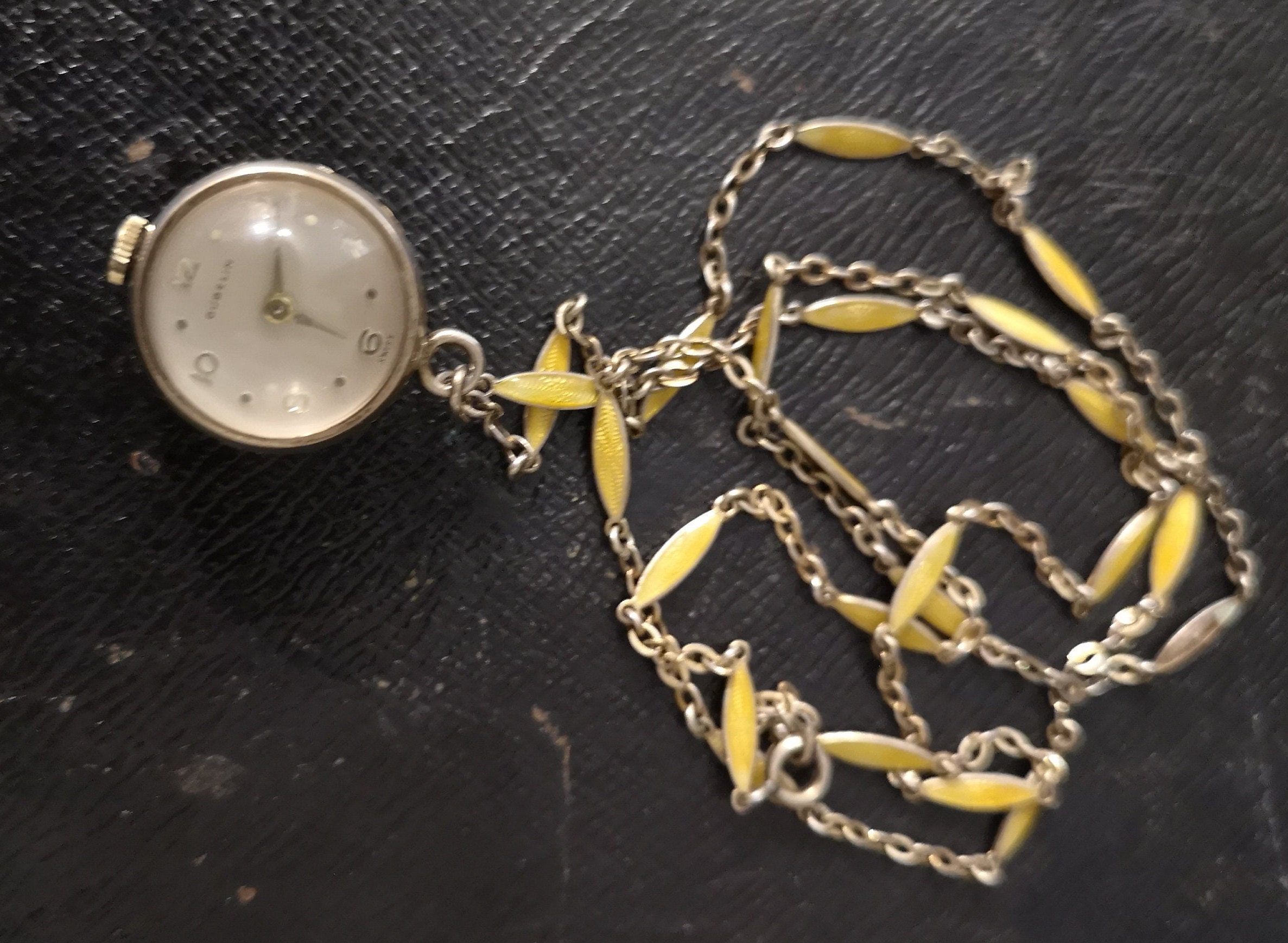 Vintage Jowissa Swiss Made Ball Pendant Watch Necklace – Rare Mid-Century Orb De Vintage Ball Pendant Swiss Watch Ladies Necklace Silver  main image 3