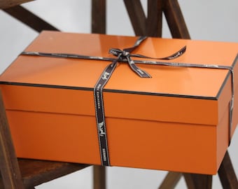 Authentic Hermès Orange Gift Box With Ribbon – Vintage Accessory