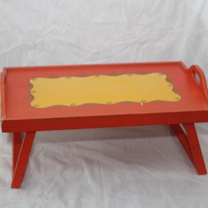 Orange yellow Foldable tray Wooden Breakfast tray Wood Serving tray Wood Breakfast in Bed Serving Tray with Foldable Legs Foldable table