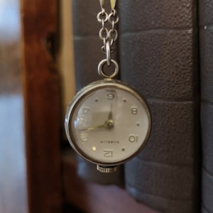 Vintage ball pendant watch Ladies Swiss made Swiss watch Necklace pendant watch Enamel necklace Silver sterling Ball pendant Swiss movement