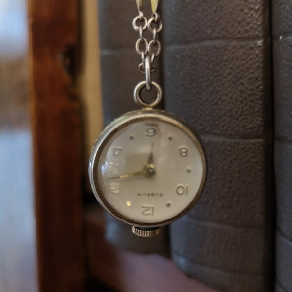 montre pendentif boule vintage Mesdames Swiss made Montre suisse Collier pendentif montre Collier émail Argent sterling Pendentif boule Mouvement suisse