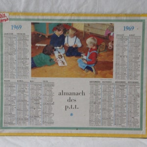 Calendário francês vintage 1969 calendário almanach presente de natal calendrier annee de naissance presente de nascimento calendário antigo calendário vintage