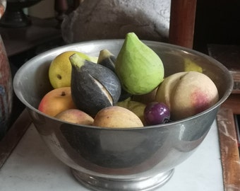 Ensemble de fruits réalistes en pierre marbrée Pomme Figue Poire Pêche Abricot Orange Fruits multicolores Décoration de table d'été Fruit décoratif Table de vacances