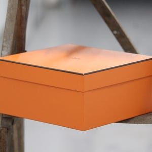 Vintage Hermes box with Hermes ribbon Orange gift box Square gift box Dressing storage Dressing organisation