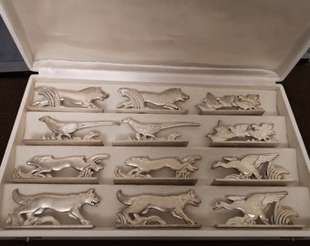 Art Deco Messerbänkchen Dekor Messerhalter Tiere Wolf Kaninchen Vögel Ente Tafelbesteck Esszimmer Urlaub am Tisch Löffelständer Gabelhalter Wilde art