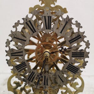 Skeleton gold clock Desk clock Table pendulum Mantel Mansion