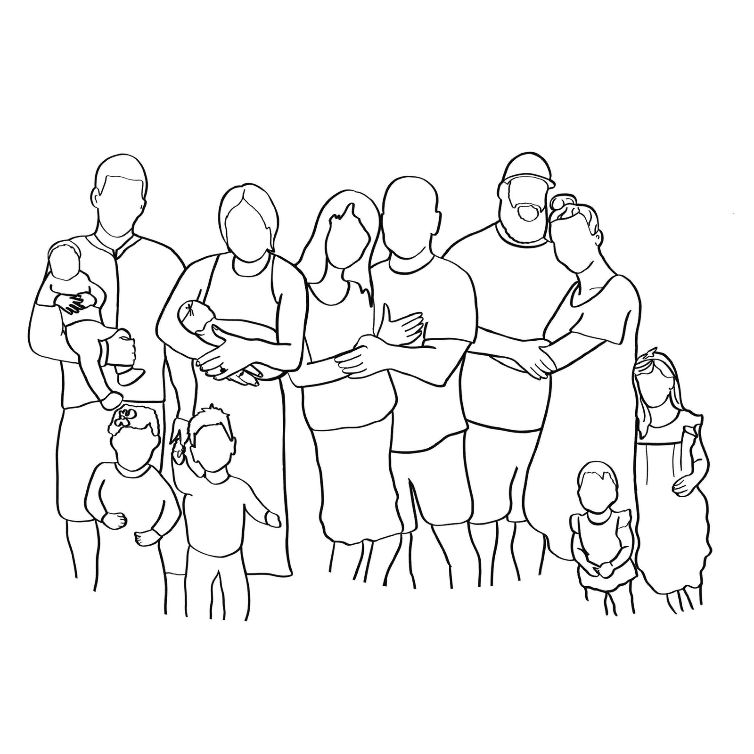 Extra Large Family Line Art Etsy