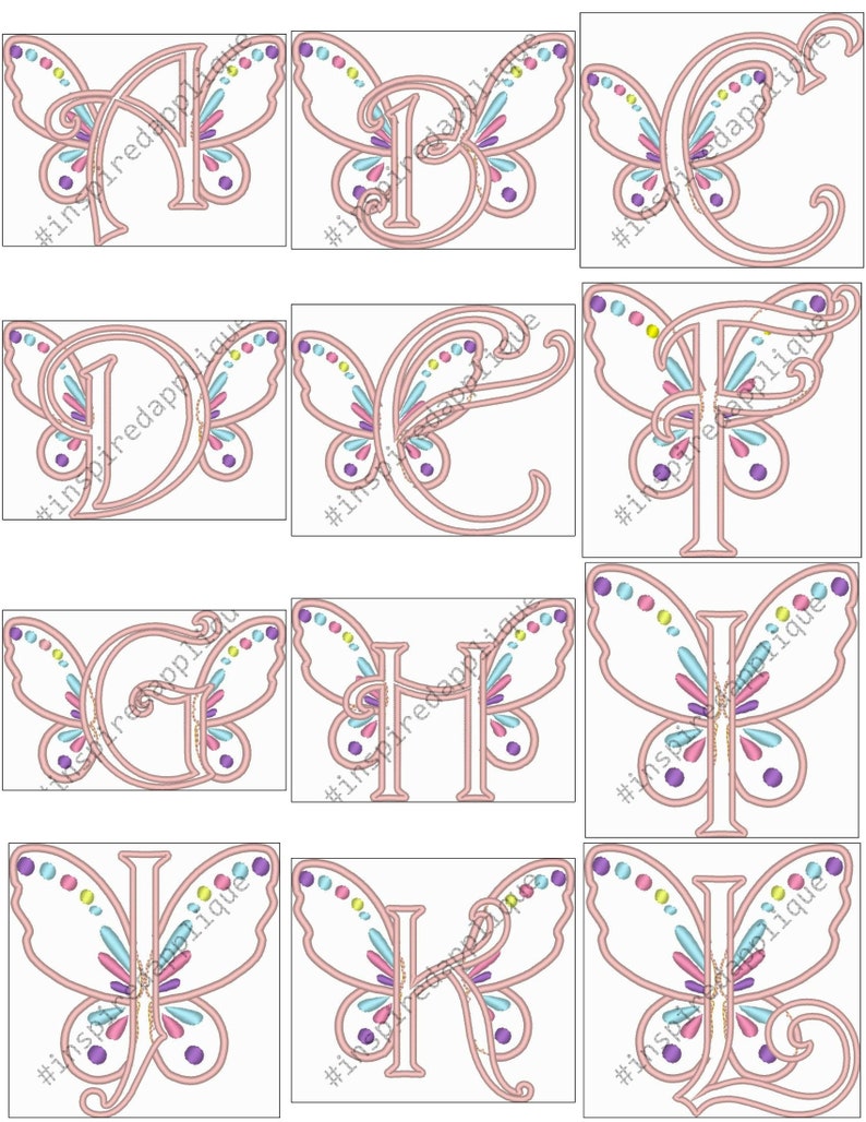 4x4 Fairy Wing Alphabet Letters AZ Etsy